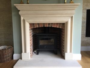 stone fireplace design with stove lifestyle image